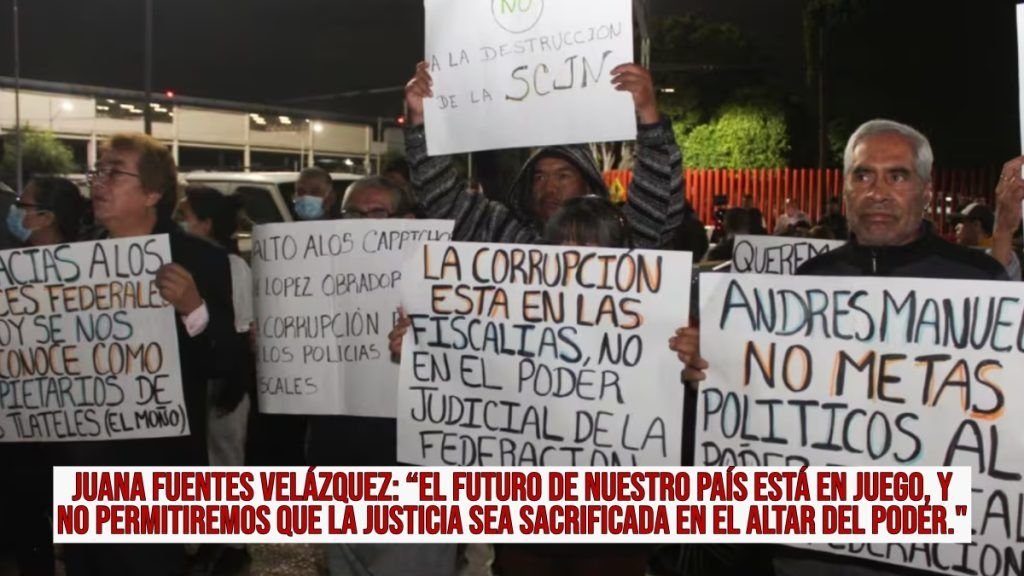 Integrantes de la Asociación Nacional de Magistrados de circuito y jueces de distrito del poder judicial de la federación en protesta por la ley de modificación al poder judicial.