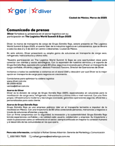 Con 80 años de respaldo de Grupo Estrella Roja, Dliver participará en The Logistics World Summit & Expo 2025