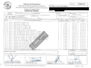 Requerimiento de compras para el salón de belleza en el Senado de la República